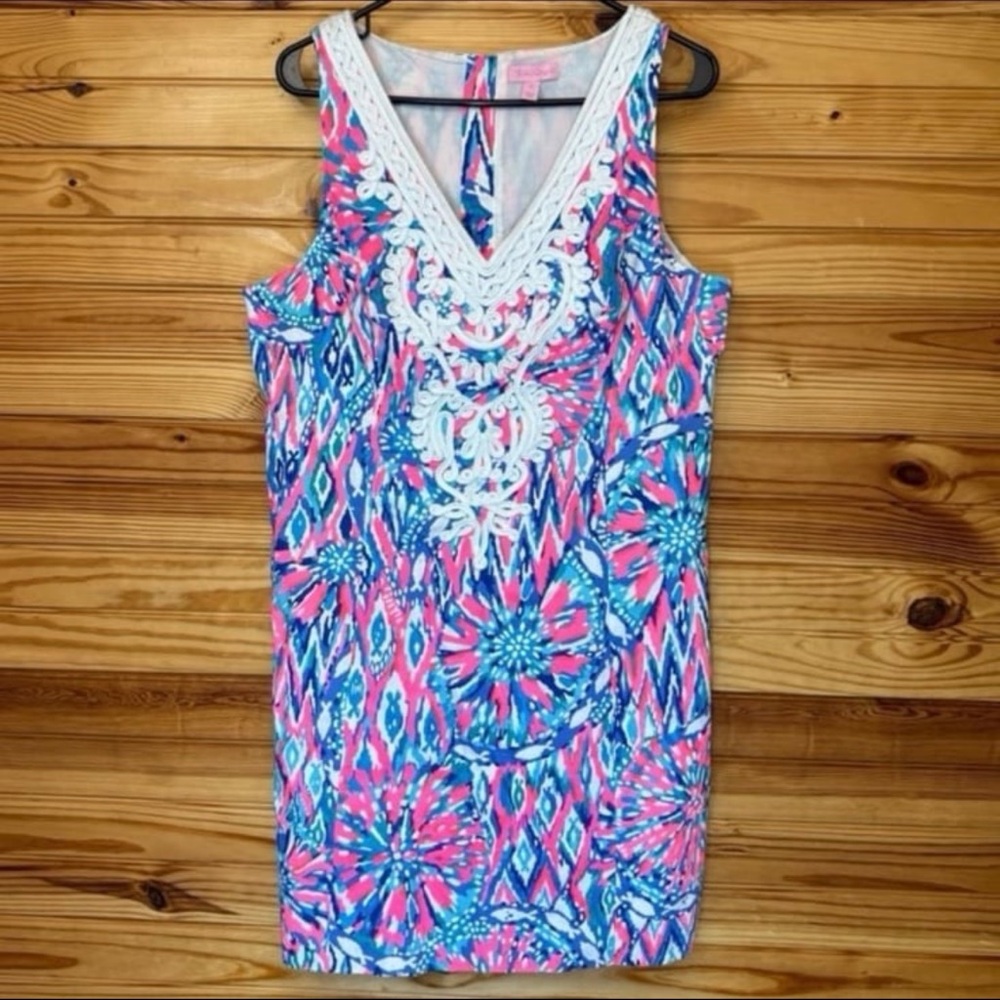 Lilly Pulitzer Gabby Shift Dress Tiki Pink Shake It Up size 12 $198